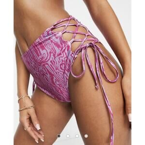 ASOS Unique 21 Bikini Bottom Purple Swirl NWT Size 8